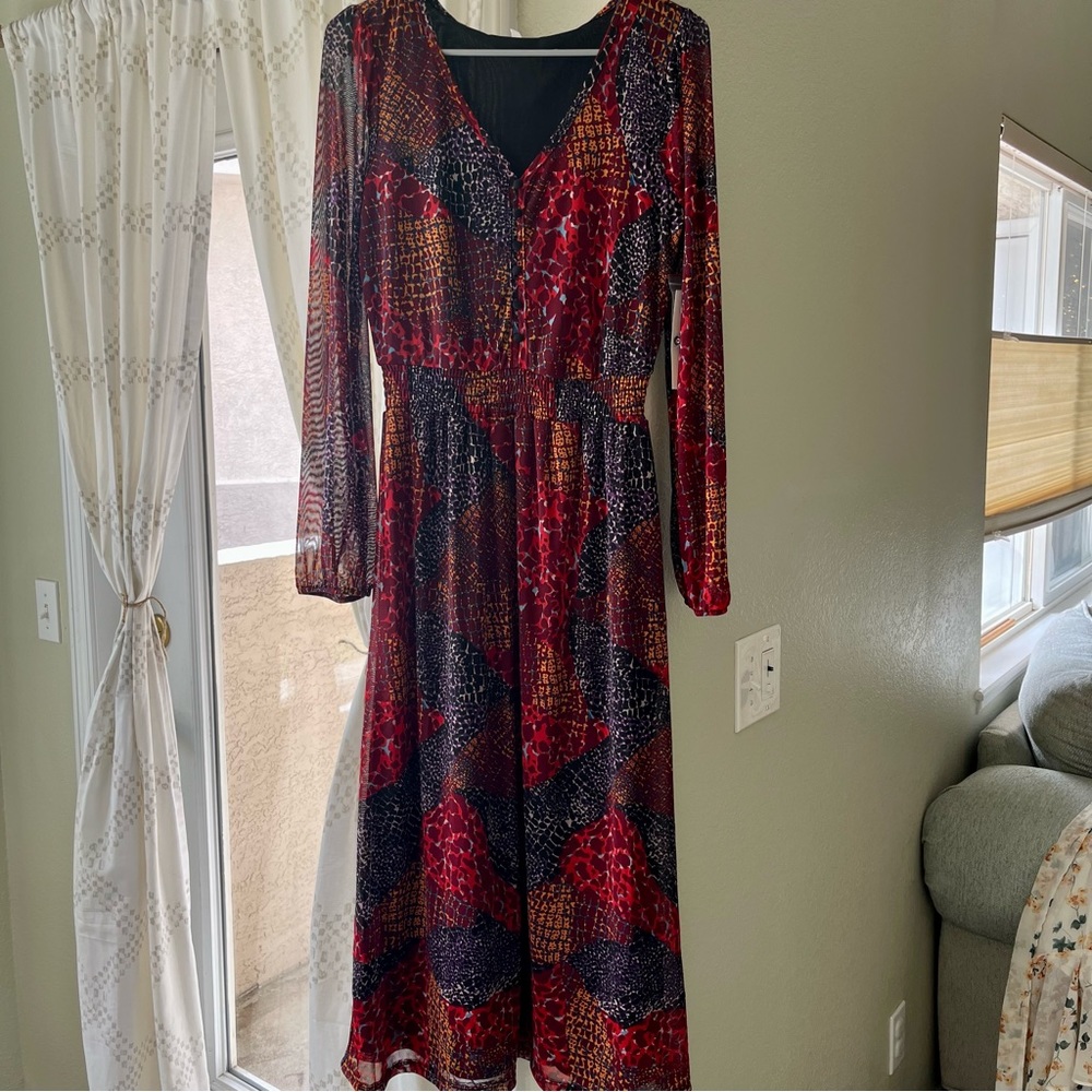 Black & Multi-Color Long Sleeve Dress New w/ Tags